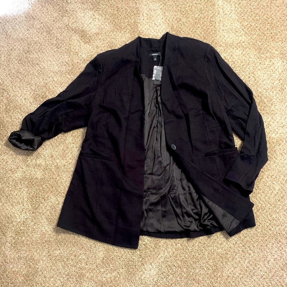 New Torrid Black Padded Shoulder Plus Size Blazer Size 3